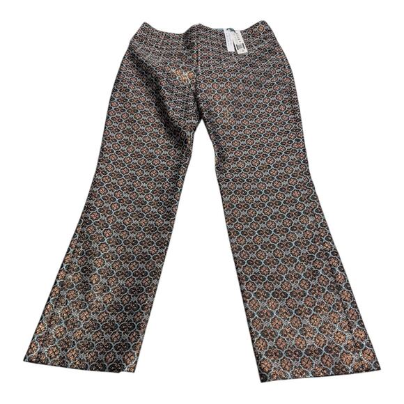 NWT Alice + Olivia by Stacey Bendet 0 Brown Blue Medallion Slim Ankle Pants